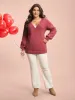Surplice Neck Solid Textured Pullover sold by Bloomchic