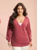 Surplice Neck Solid Textured Pullover sold by Bloomchic