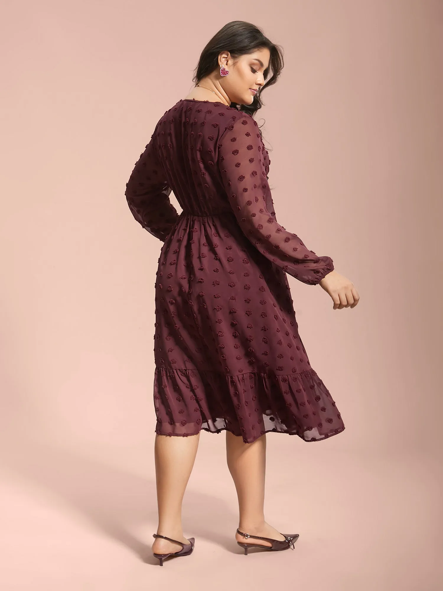 Surplice Neck Textured Tiered Dress sold by Bloomchic product image thumbnail 5