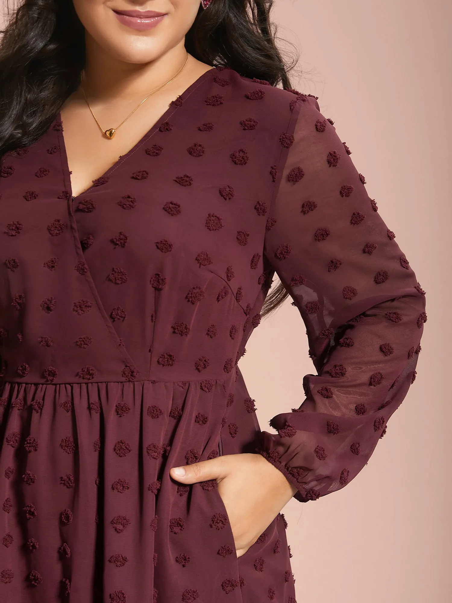 Surplice Neck Textured Tiered Dress sold by Bloomchic product image thumbnail 2