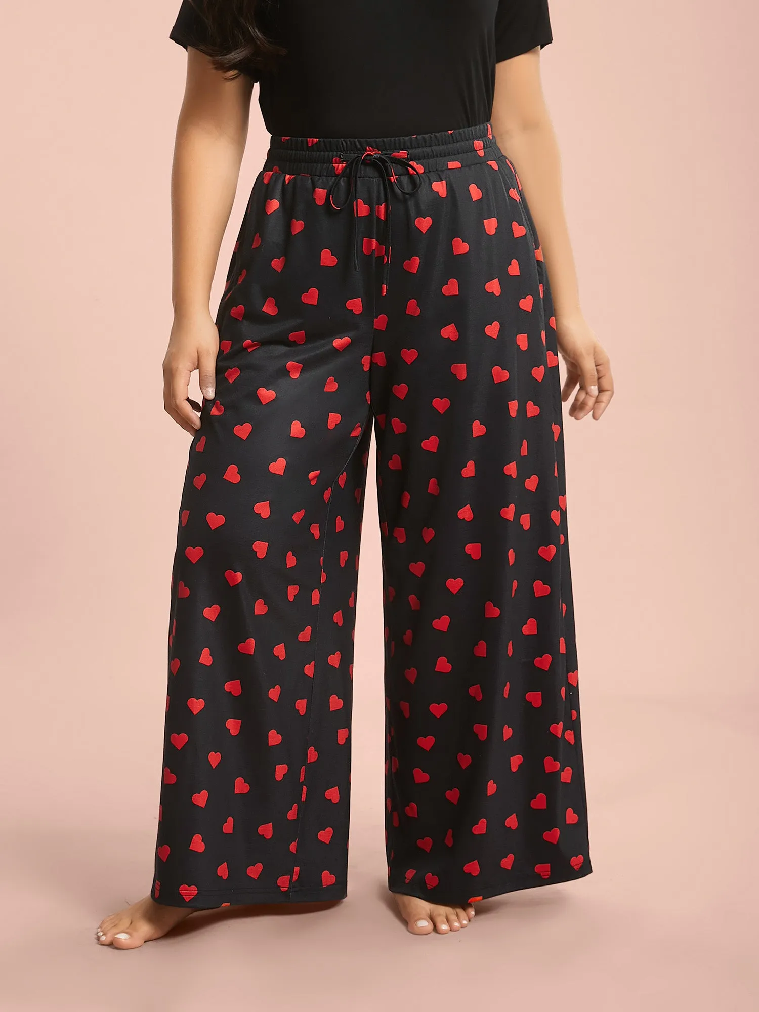 Heart Pattern Contrast Lounge Bottoms sold by Bloomchic product image thumbnail 4