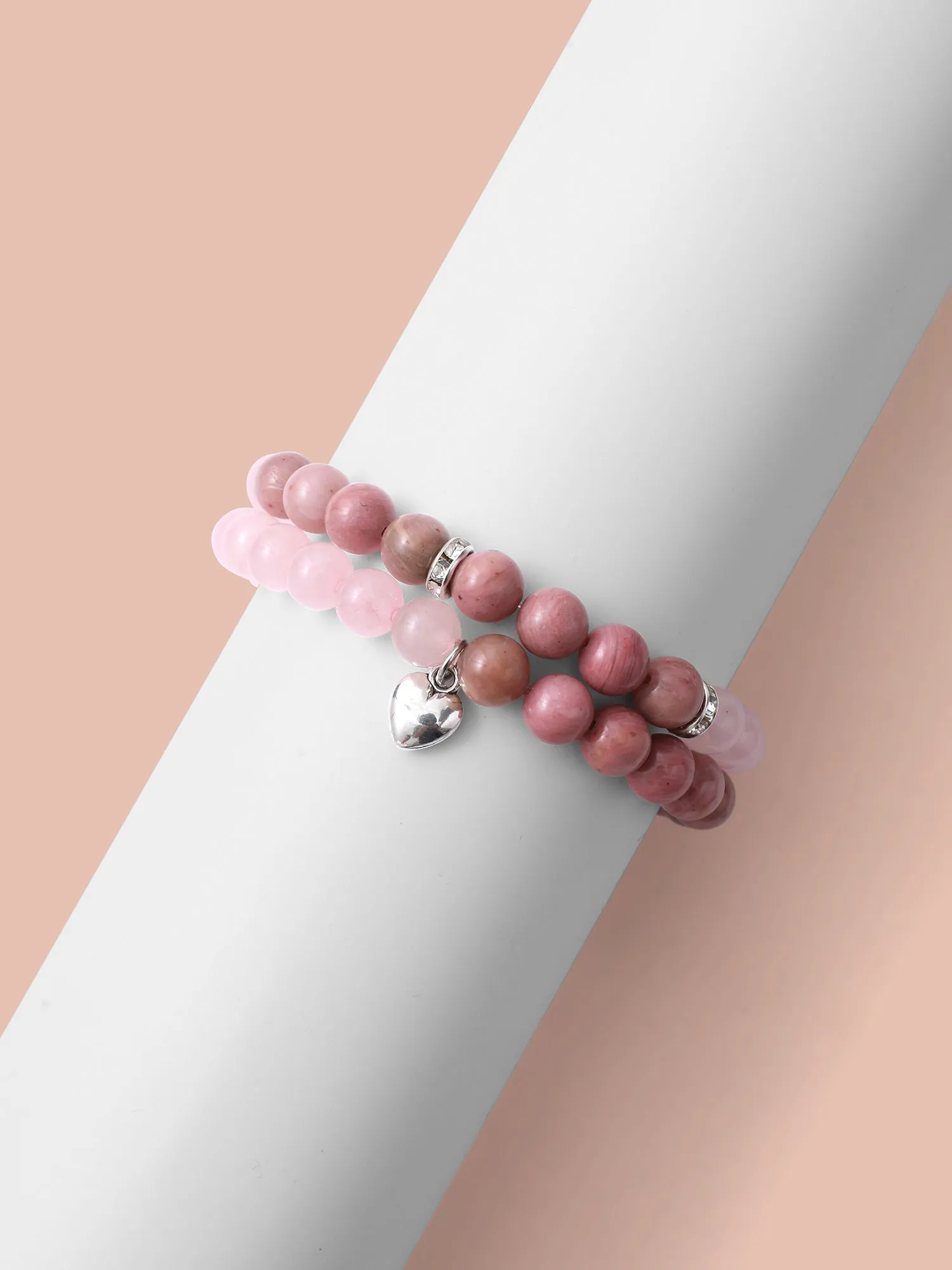 Heart Charm Contrast Layered Bracelet sold by Bloomchic product image thumbnail 5