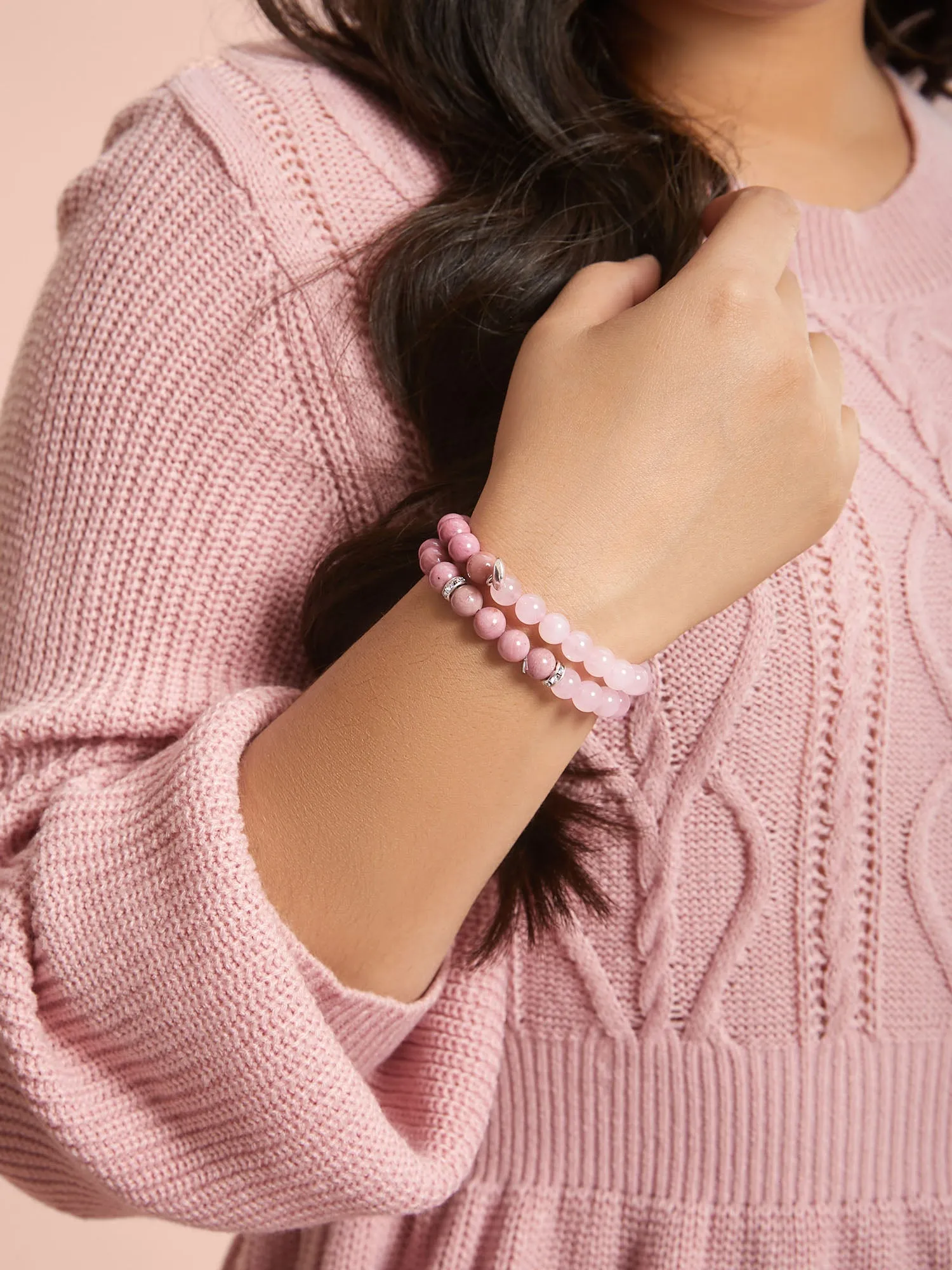 Heart Charm Contrast Layered Bracelet sold by Bloomchic product image thumbnail 3