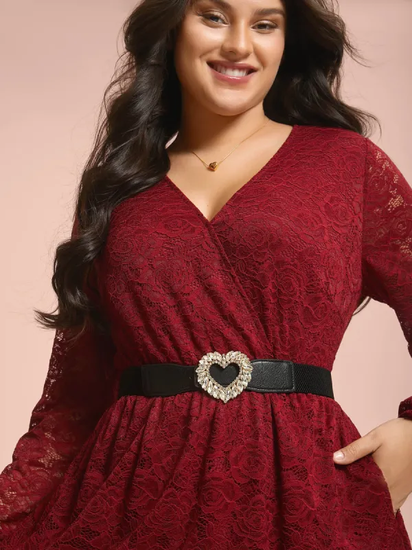 Cubic Zirconia Heart Buckle Wide Belt sold by Bloomchic