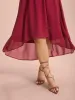 Hi-Low Hem Plain Ruffle Sleeve Dress sold by Bloomchic