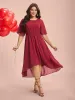 Hi-Low Hem Plain Ruffle Sleeve Dress sold by Bloomchic
