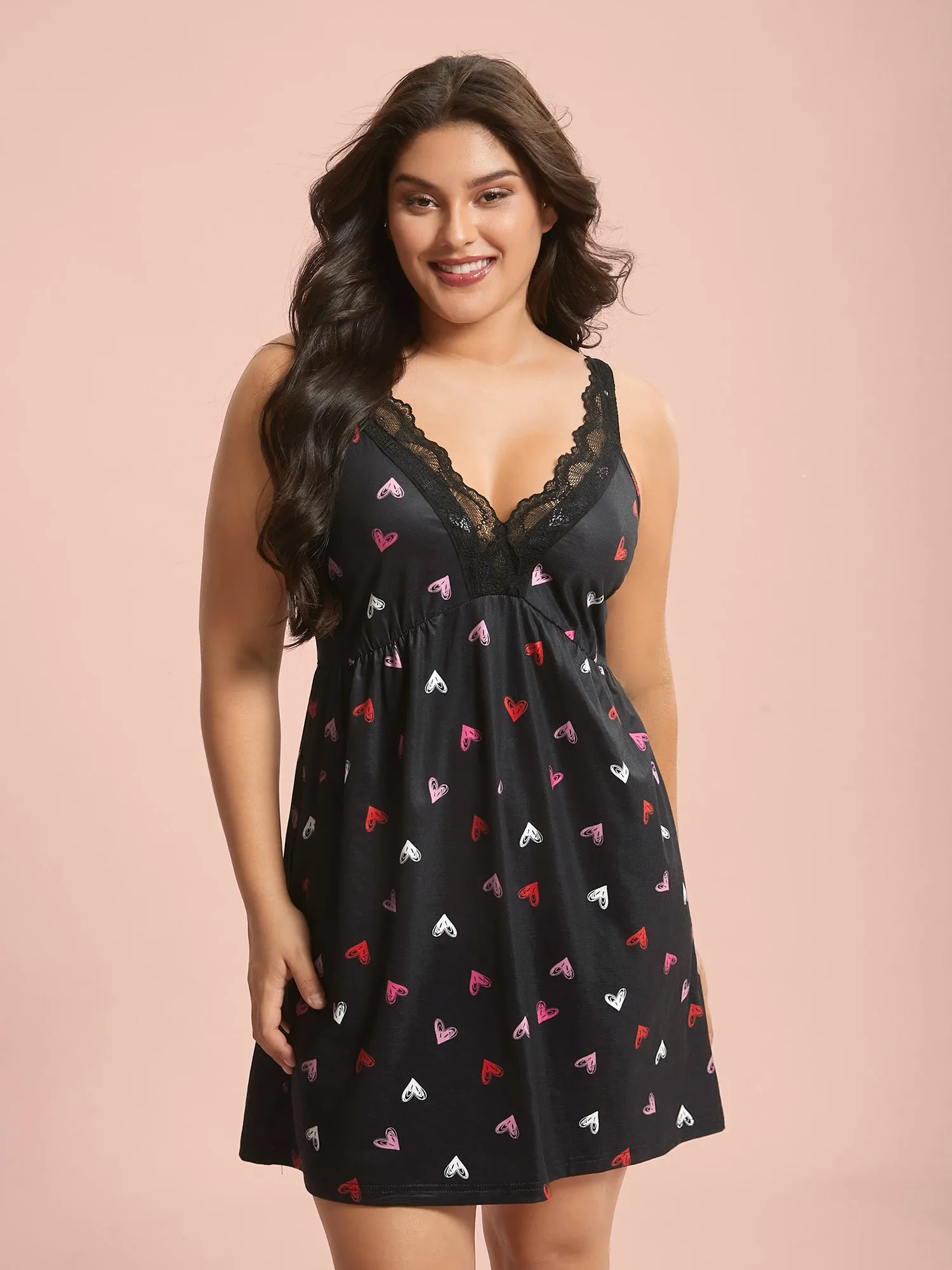 Multi-Color Lace Trim Stitch Lounge Dress sold by Bloomchic product image thumbnail 2