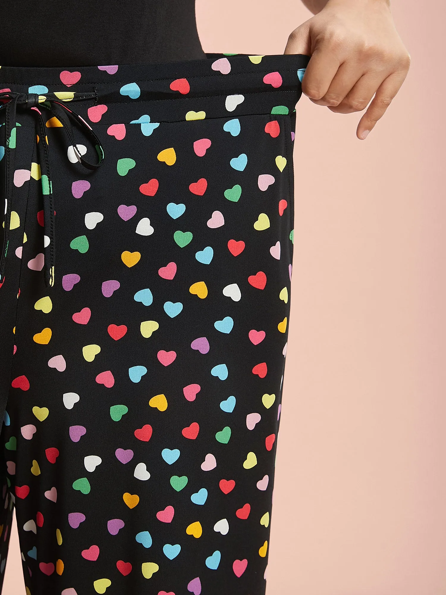 Multi-Color Heart Pattern Drawstring Lounge Bottoms sold by Bloomchic product image thumbnail 3