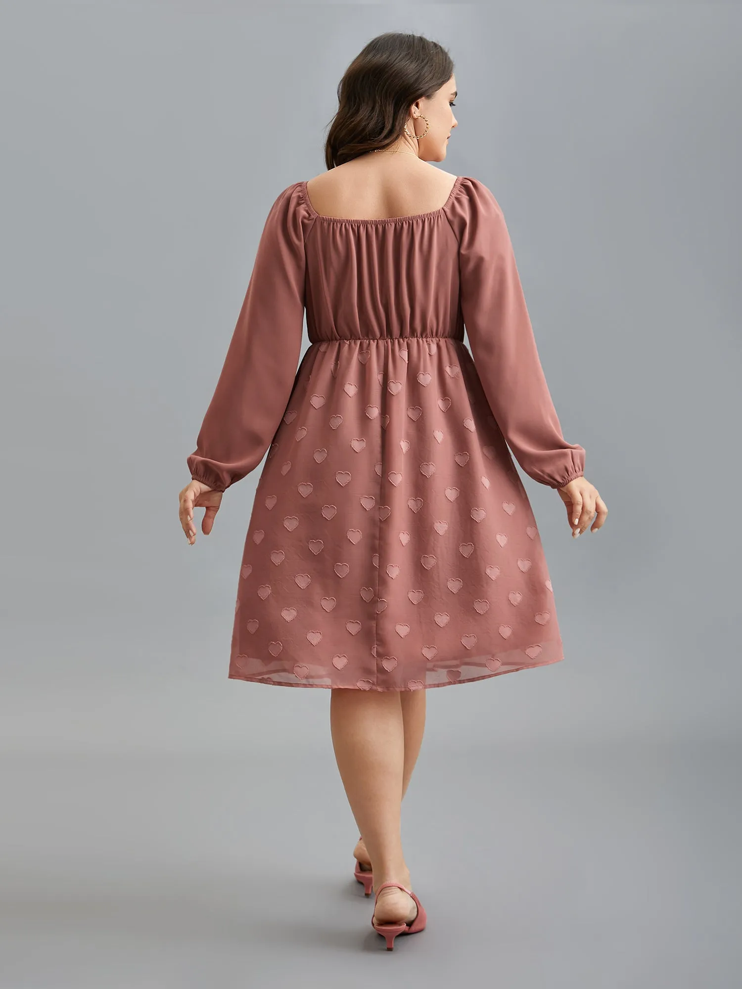 Neck-Tie Heart Pattern Gathered Dress sold by Bloomchic product image thumbnail 4