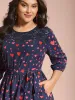 Lace Insert Heart Print Waist-Tie Dress sold by Bloomchic