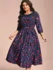 Lace Insert Heart Print Waist-Tie Dress sold by Bloomchic