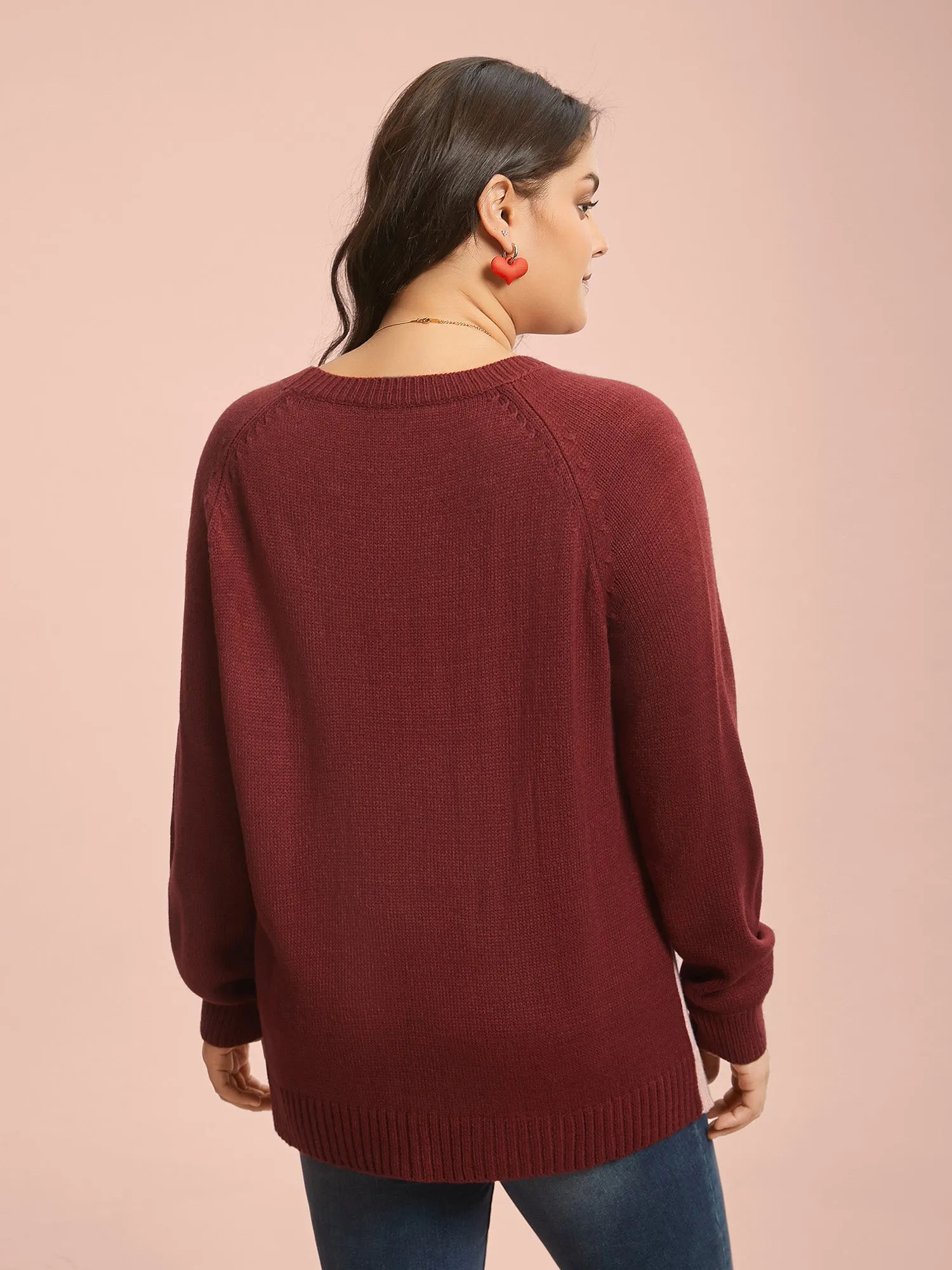 Timeless Romance Cable Knit Raglan Sleeve Pullover sold by Bloomchic product image thumbnail 2