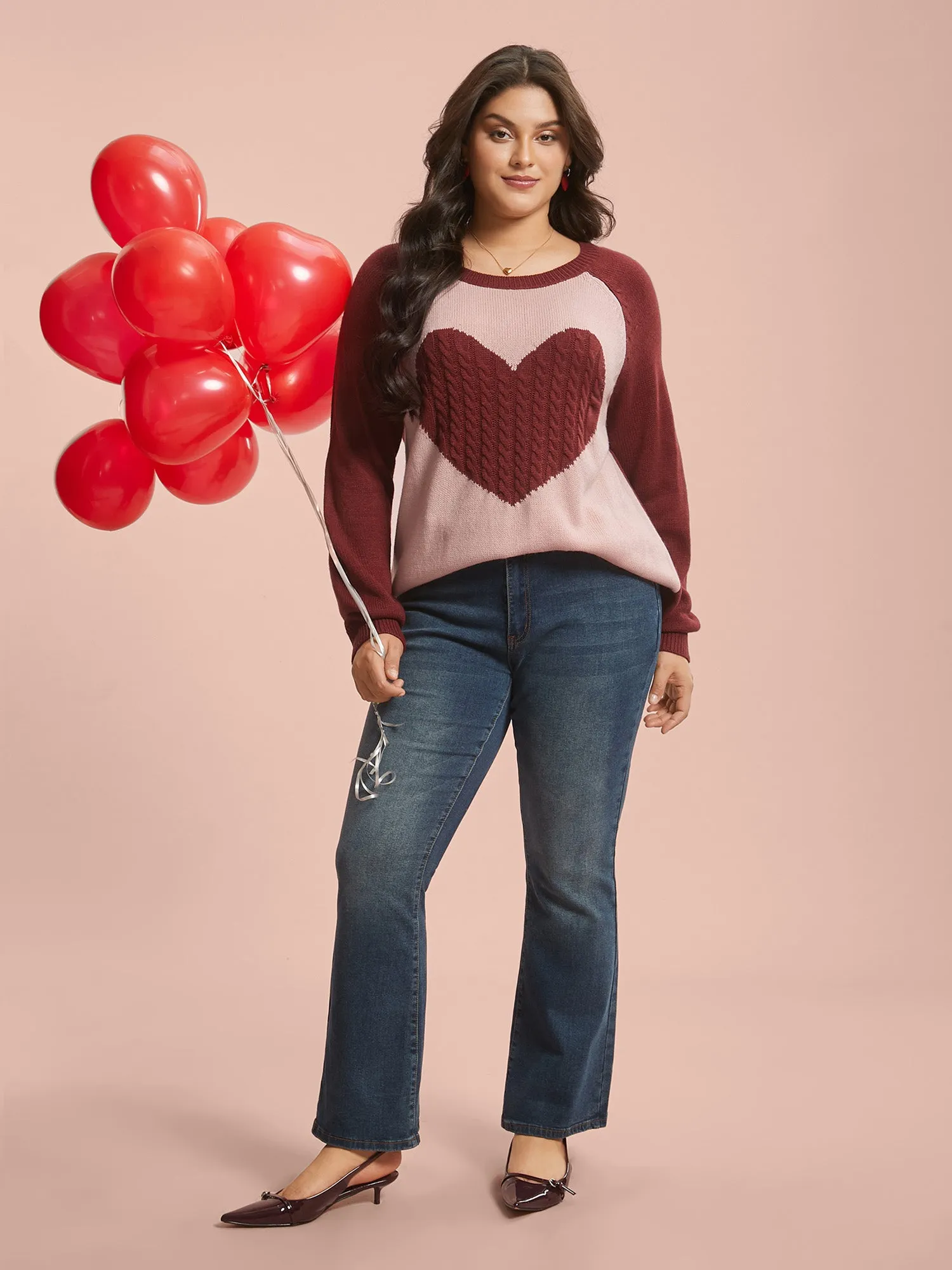 Timeless Romance Cable Knit Raglan Sleeve Pullover sold by Bloomchic product image thumbnail 4