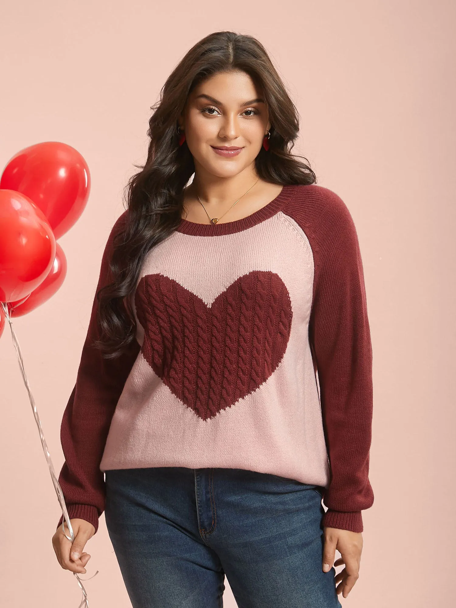 Timeless Romance Cable Knit Raglan Sleeve Pullover sold by Bloomchic product image thumbnail 3
