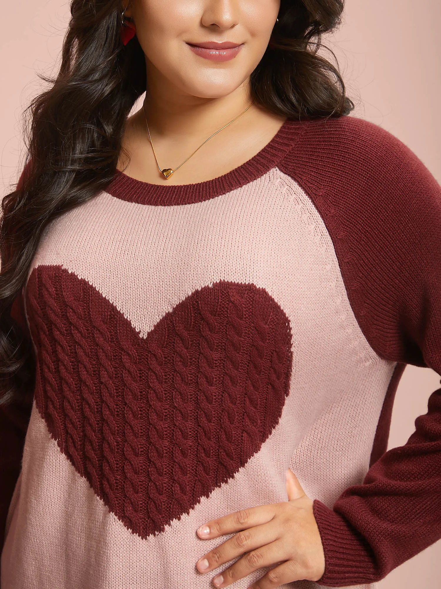 Timeless Romance Cable Knit Raglan Sleeve Pullover sold by Bloomchic product image thumbnail 5