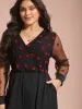 Surplice Neck Heart Flocking Mesh Patchwork Jumpsuit sold by Bloomchic