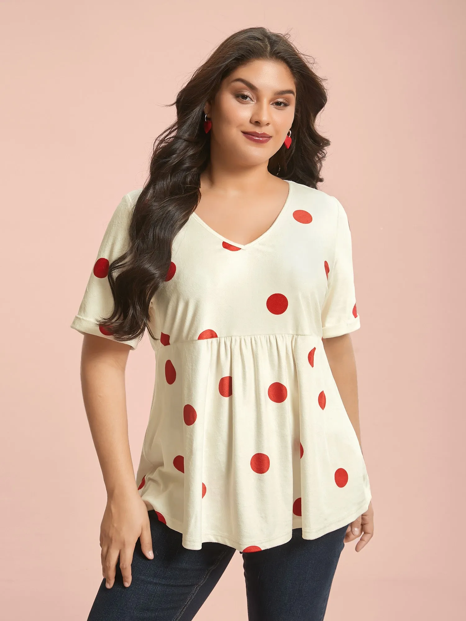 Mink Velvet Polka Dots Contrast T-Shirt sold by Bloomchic product image thumbnail 2