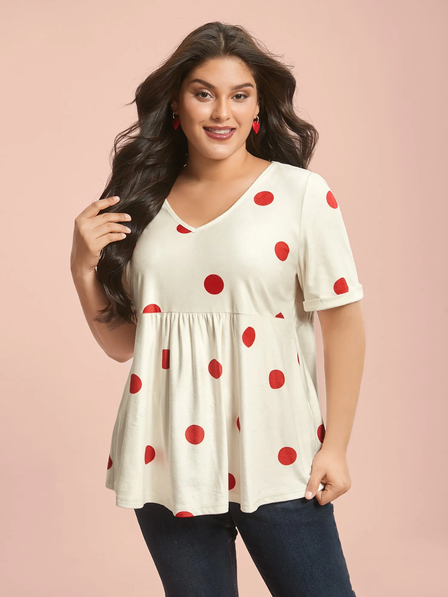 Mink Velvet Polka Dots Contrast T-Shirt sold by Bloomchic