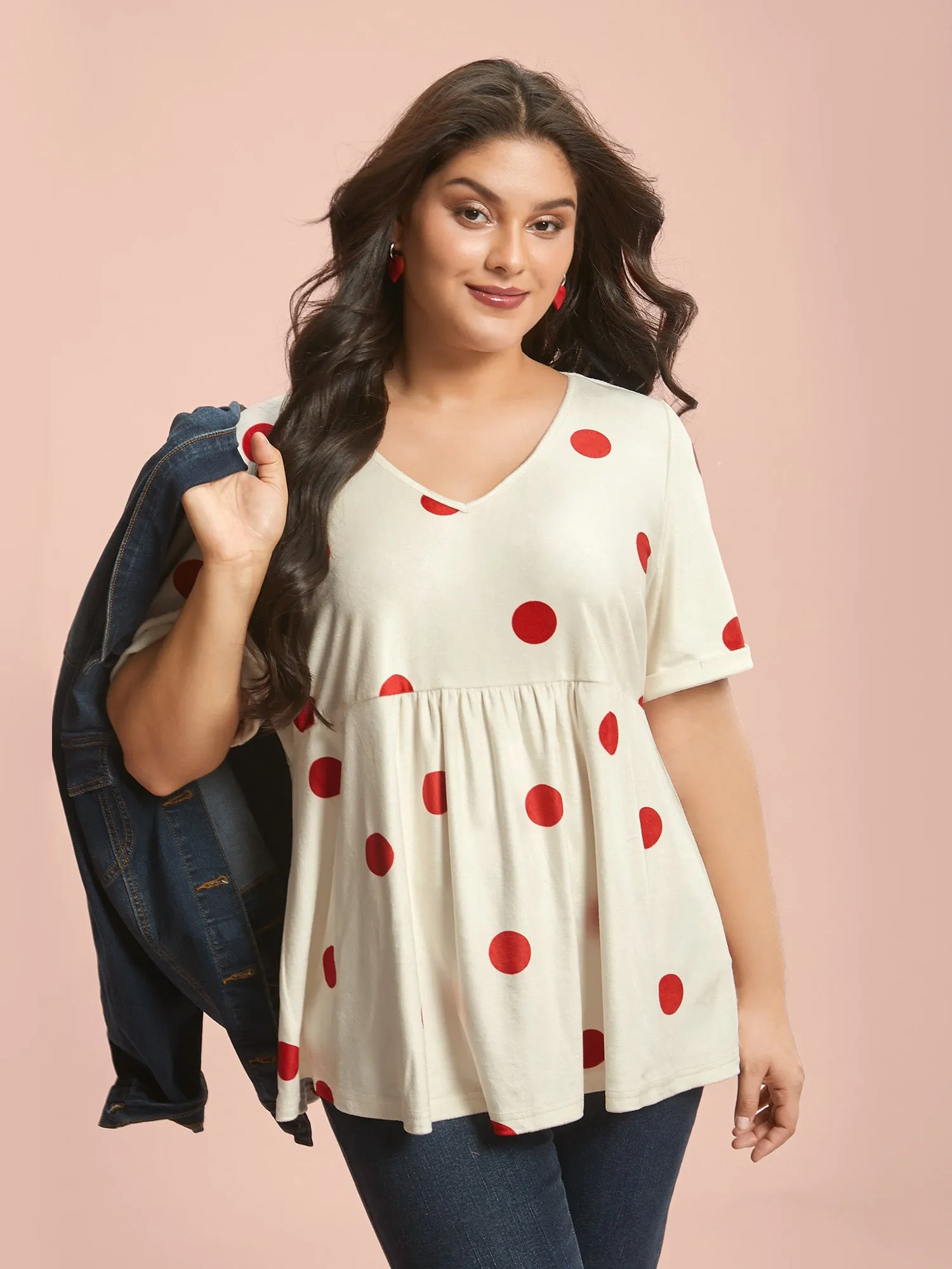 Mink Velvet Polka Dots Contrast T-Shirt sold by Bloomchic product image thumbnail 3