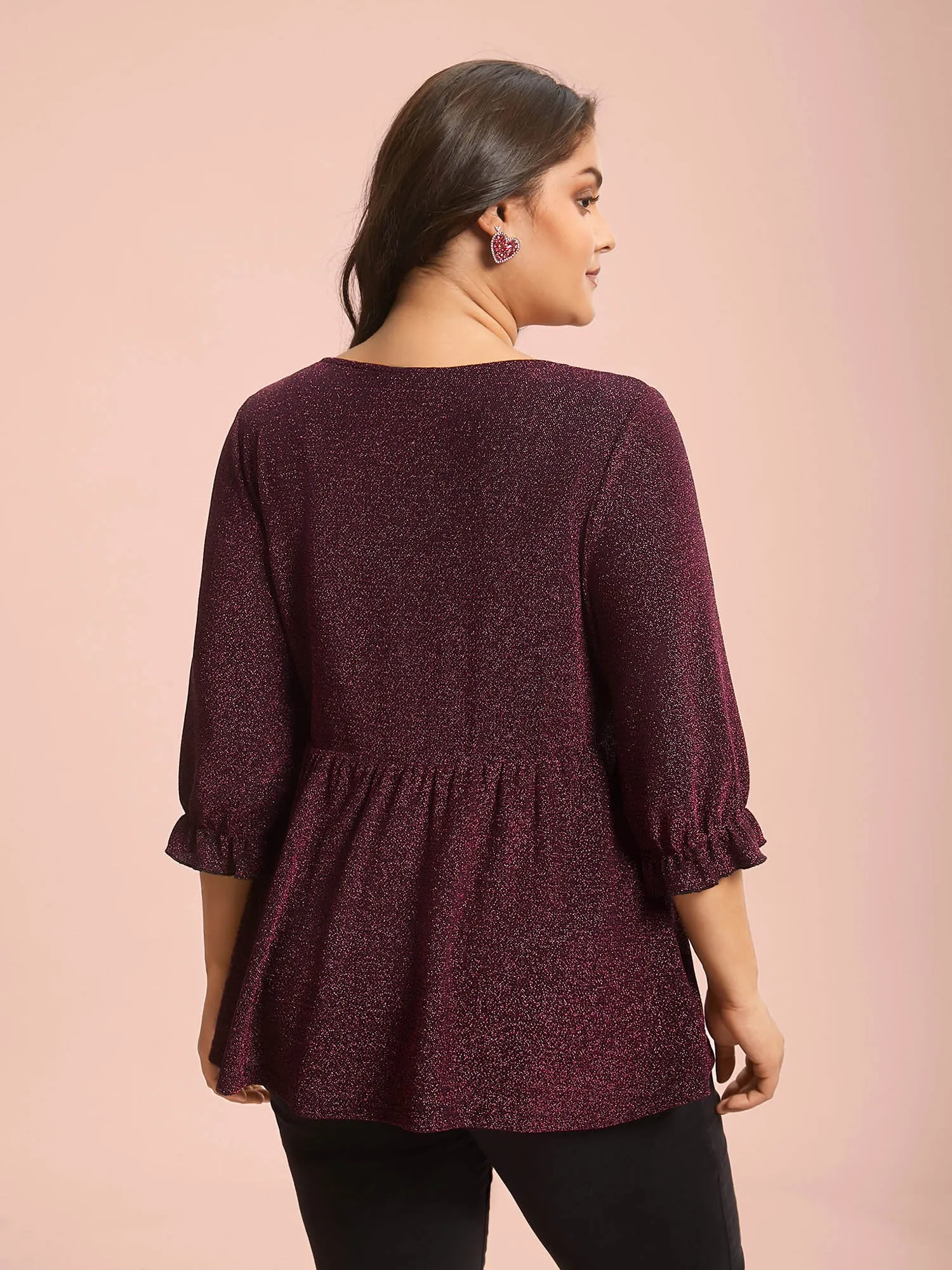 Crew Neck Luxe Ruffle Gathered Blouse sold by Bloomchic product image thumbnail 5