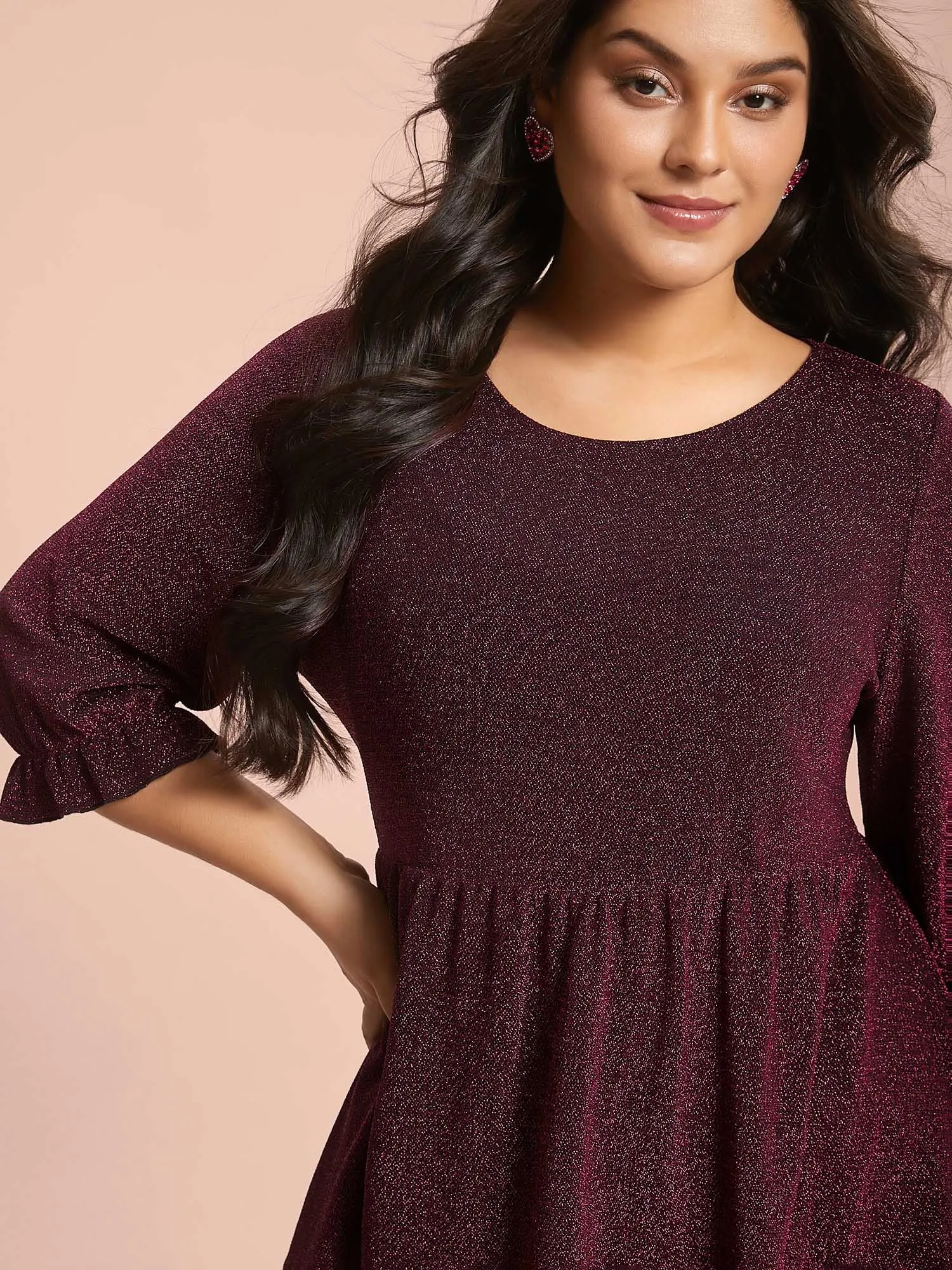 Crew Neck Luxe Ruffle Gathered Blouse sold by Bloomchic product image thumbnail 4