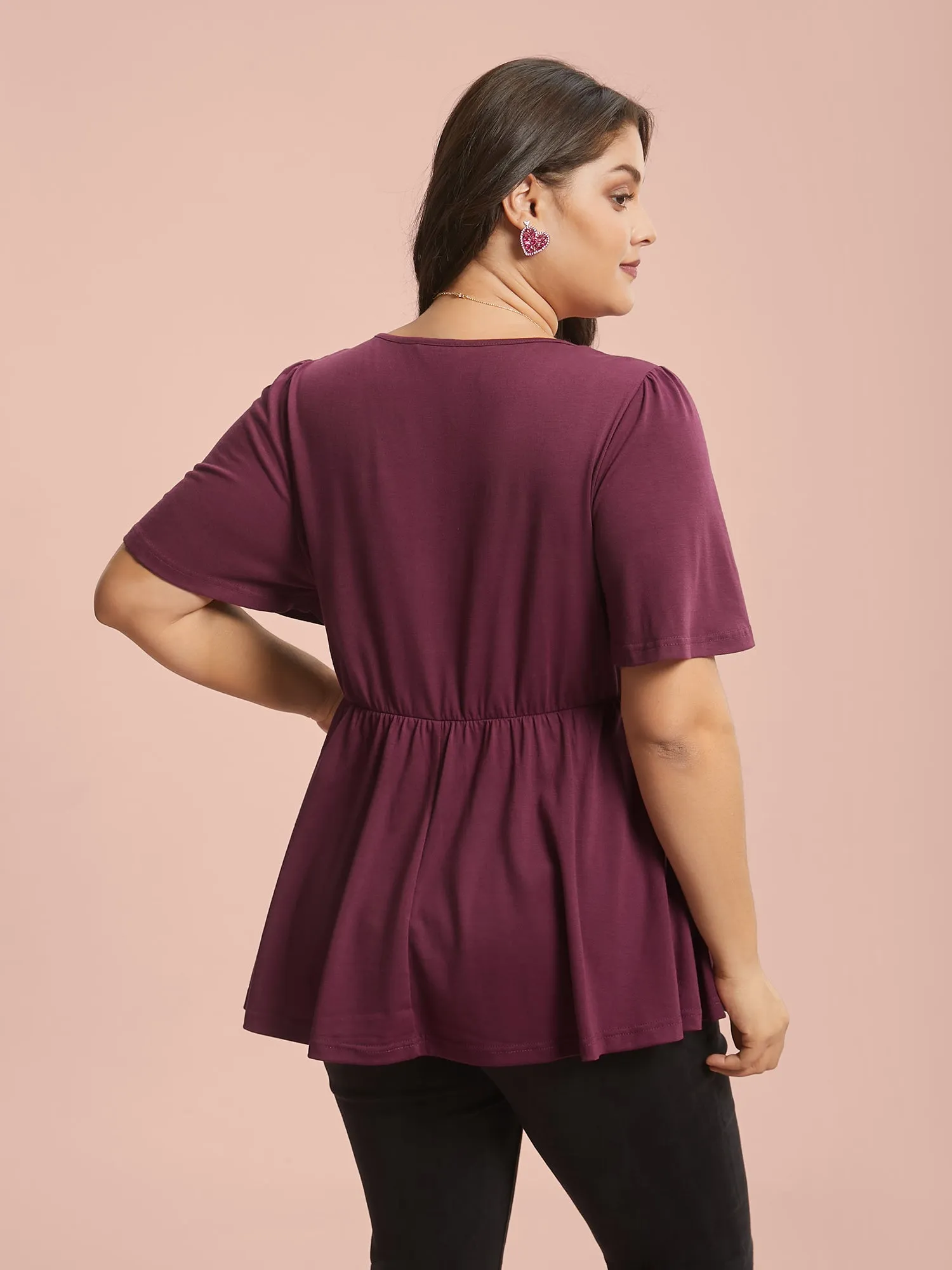 Lace-Up Tassels Patchwork Plain Top sold by Bloomchic product image thumbnail 5