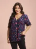 Heart Pattern Button Detail Ruffle Blouse sold by Bloomchic
