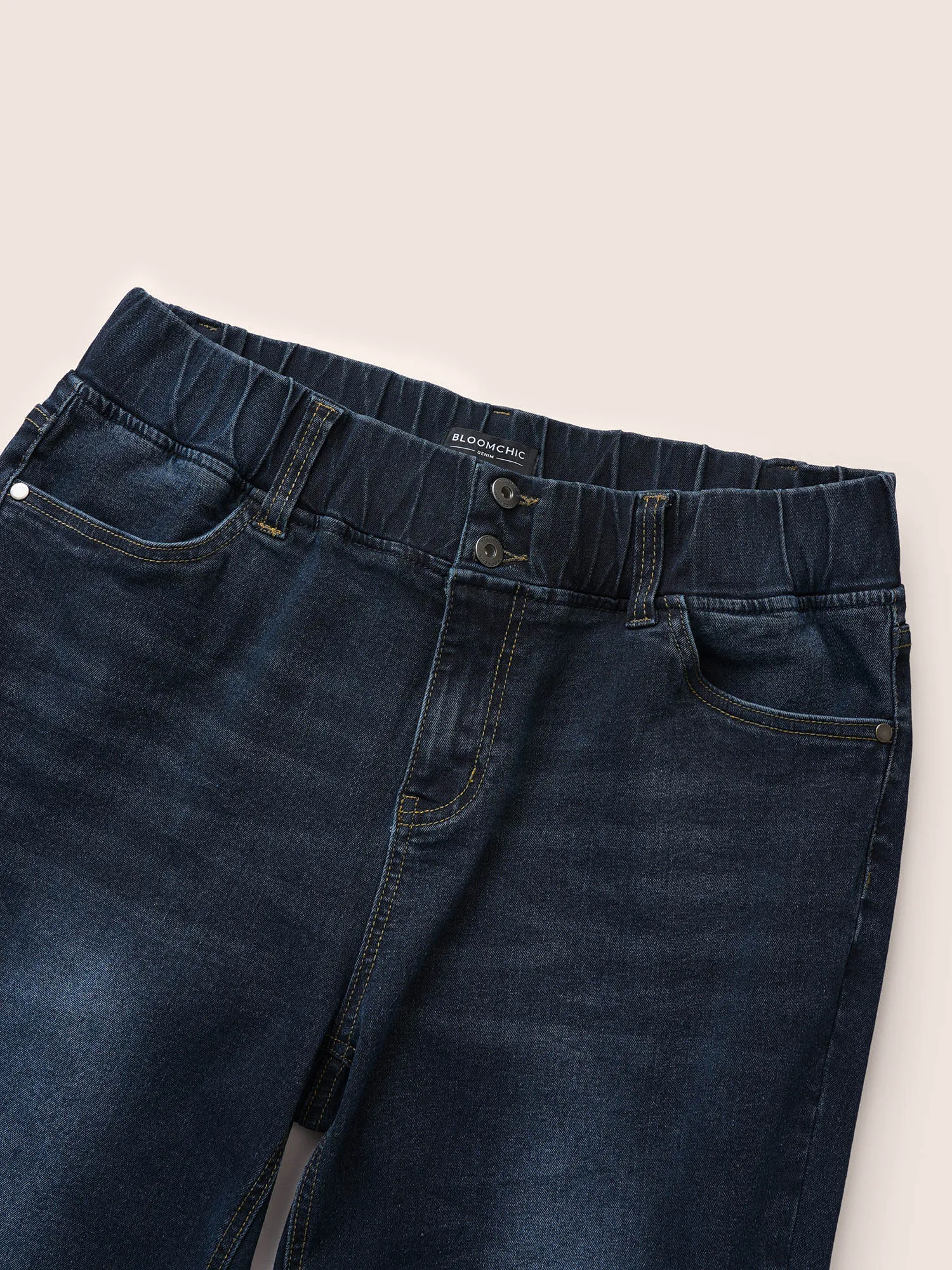 Bootcut Elastic Waist Button Down Jeans sold by Bloomchic product image thumbnail 5