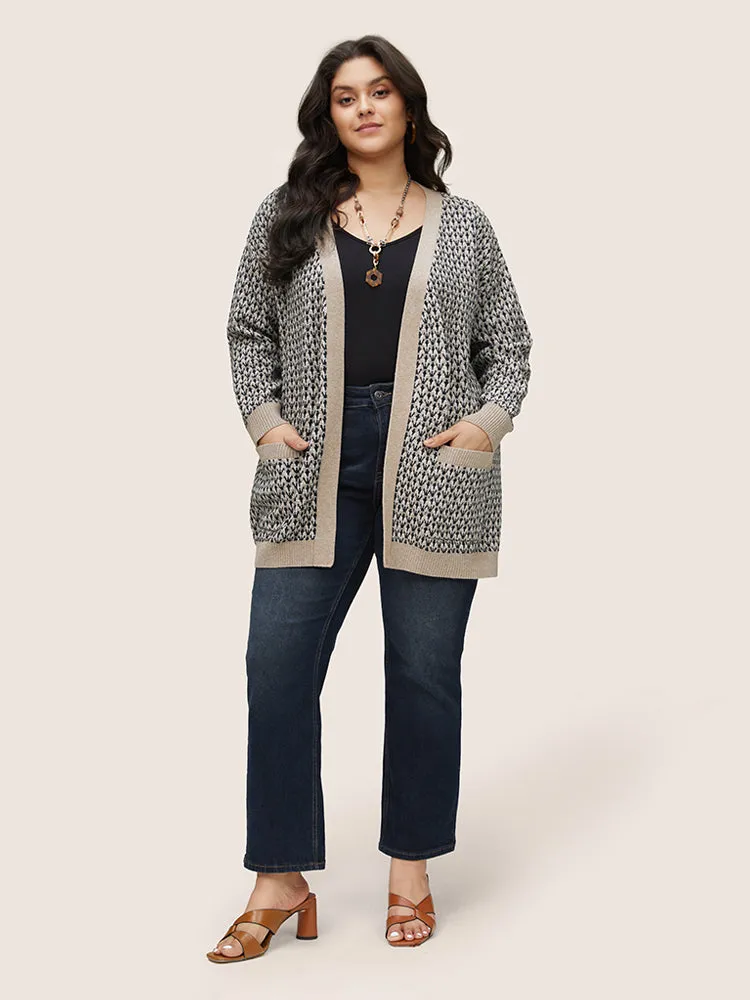 Supersoft Essentials Jacquard Geometric Contrast Pocket Cardigan sold by Bloomchic product image thumbnail 2