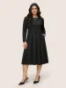 Solid Metal Chain Detail Pocket Plicated Dress sold by Bloomchic