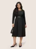Solid Metal Chain Detail Pocket Plicated Dress sold by Bloomchic
