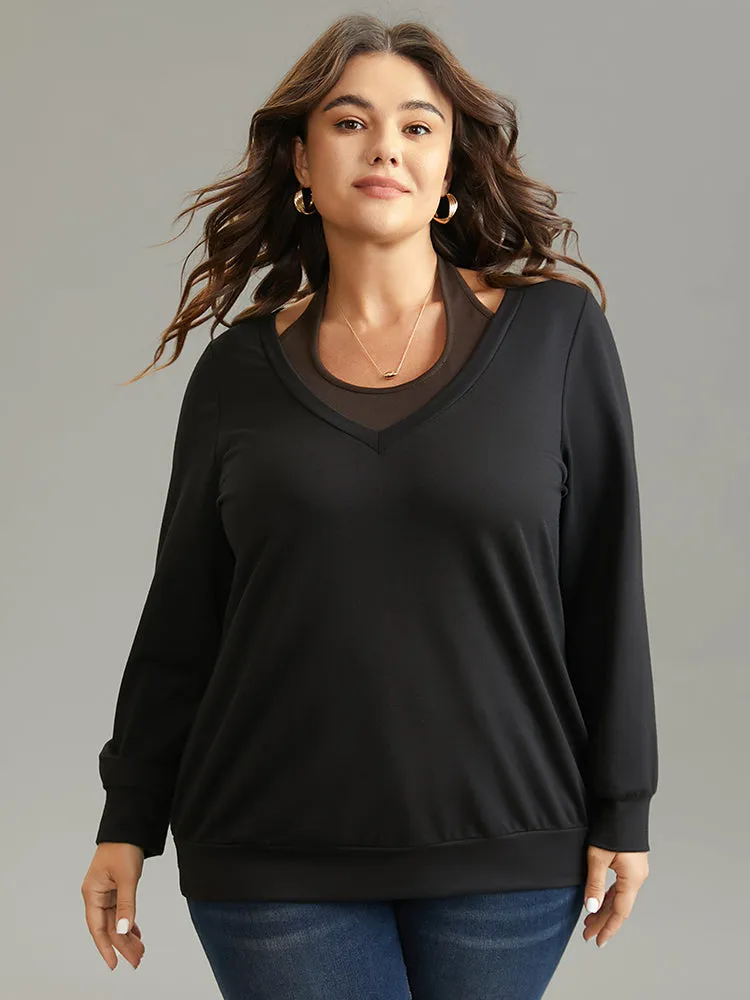 Halter 2-In-1 Patchwork Sweatshirt sold by Bloomchic