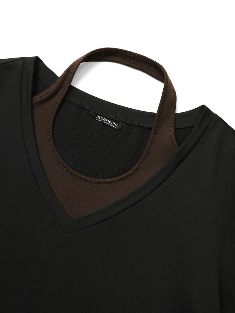 Halter 2-In-1 Patchwork Sweatshirt sold by Bloomchic product image thumbnail 5