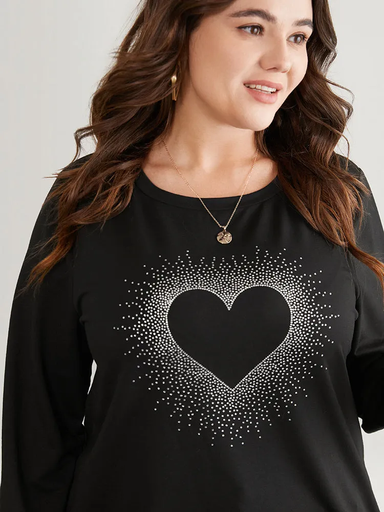 Heart Rhinestone Round Neck Sweatshirt sold by Bloomchic product image thumbnail 3