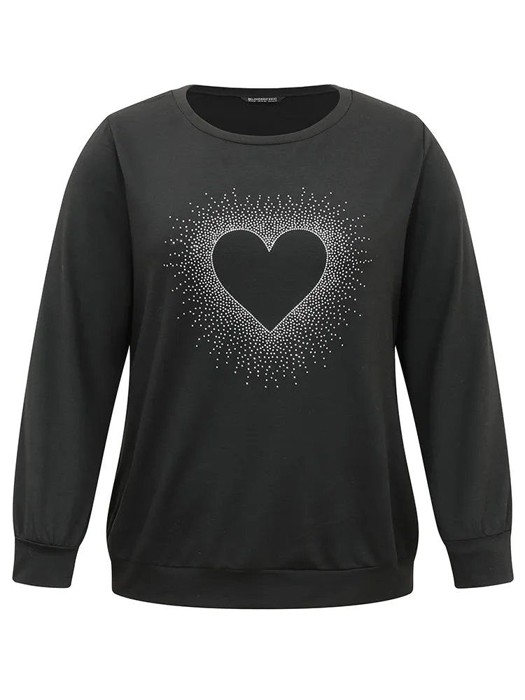 Heart Rhinestone Round Neck Sweatshirt sold by Bloomchic product image thumbnail 5