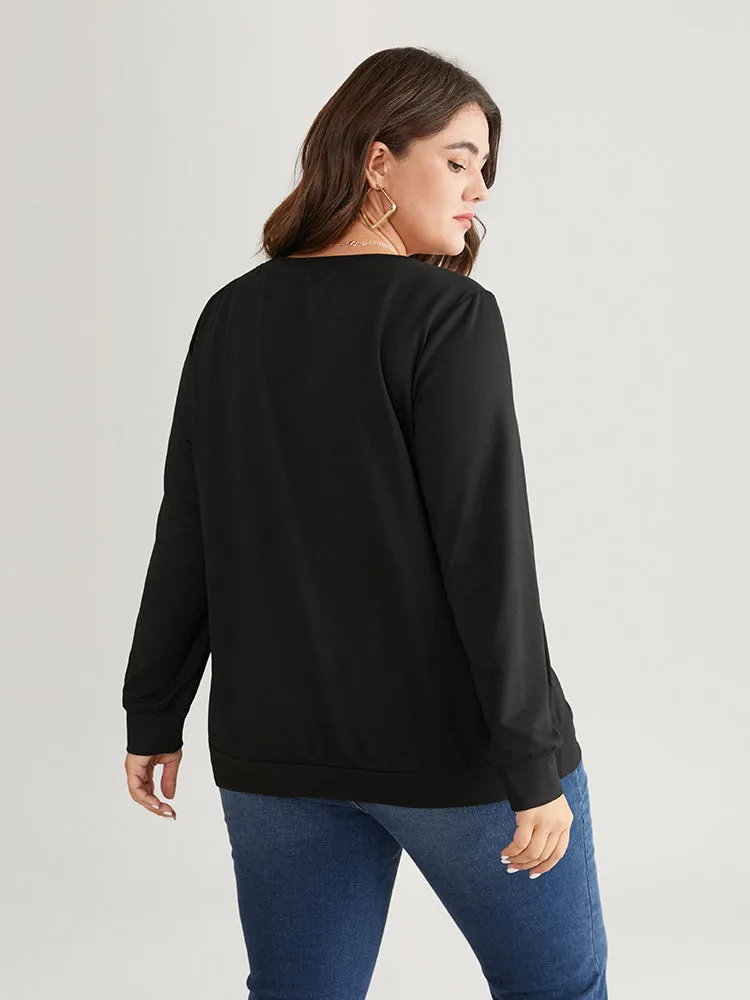 Heart Rhinestone Round Neck Sweatshirt sold by Bloomchic product image thumbnail 2