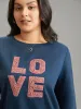 Love Embroidered Patch Crew Neck Sweatshirt sold by Bloomchic