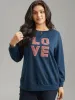 Love Embroidered Patch Crew Neck Sweatshirt sold by Bloomchic