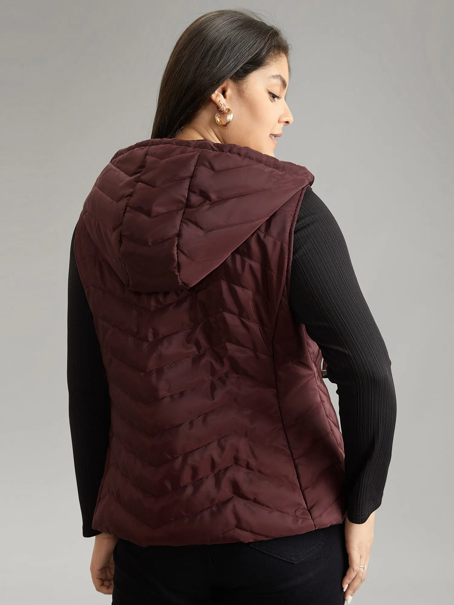 Padded Hooded Drawstring Quilted Vest sold by Bloomchic product image thumbnail 2