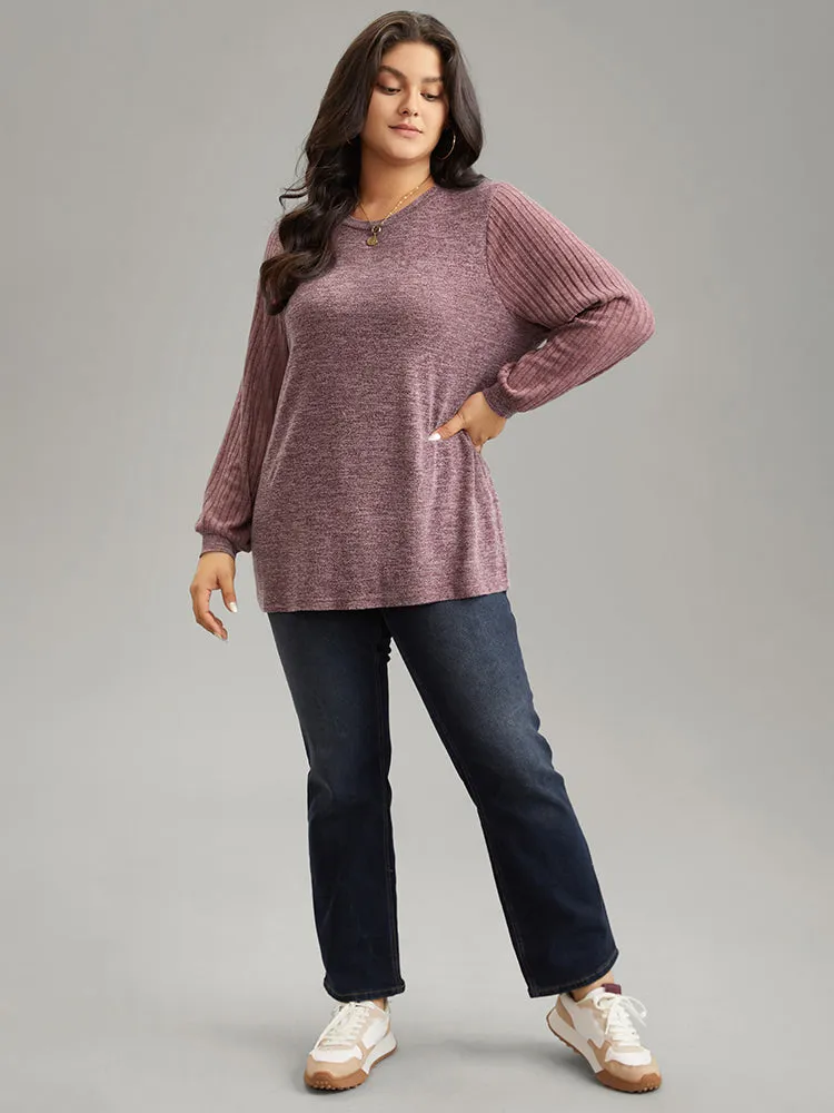 Heather Plisse Patchwork Crew Neck T-shirt sold by Bloomchic product image thumbnail 3