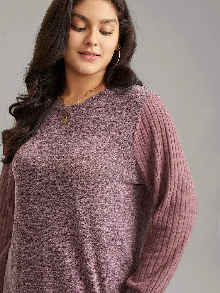 Heather Plisse Patchwork Crew Neck T-shirt sold by Bloomchic product image thumbnail 4