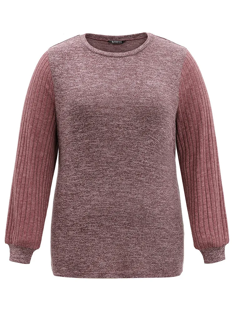 Heather Plisse Patchwork Crew Neck T-shirt sold by Bloomchic product image thumbnail 5