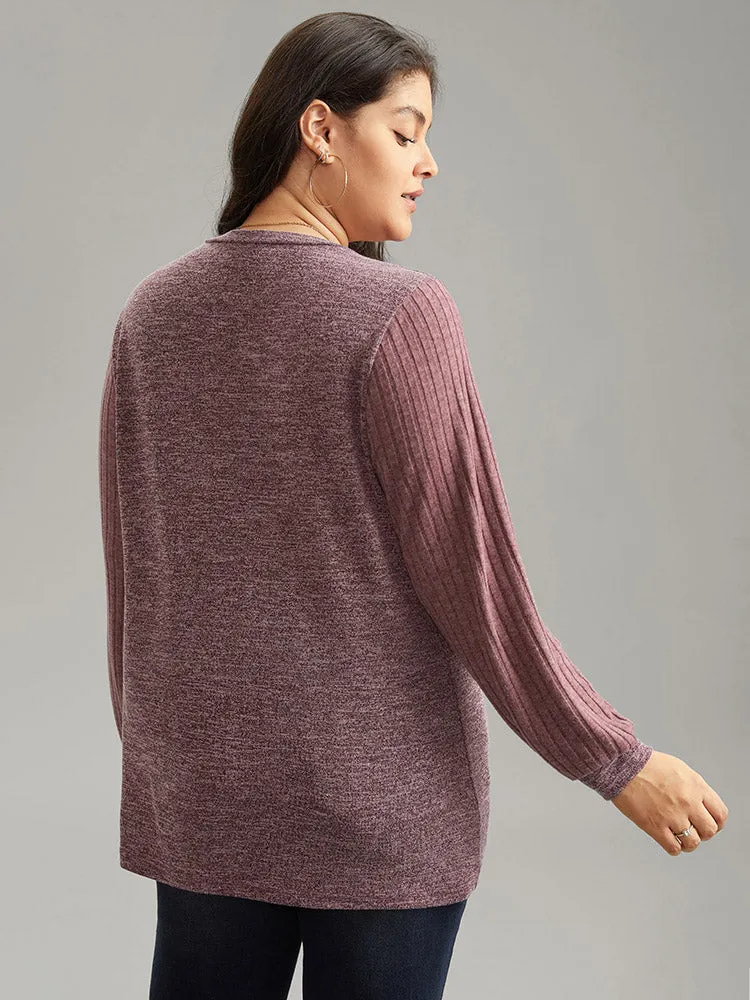 Heather Plisse Patchwork Crew Neck T-shirt sold by Bloomchic product image thumbnail 2