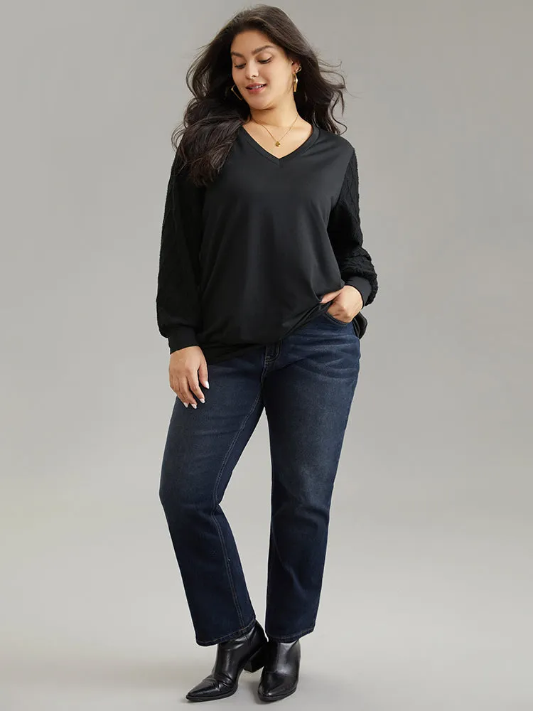 Plain Textured Patchwork Jacquard Sweatshirt sold by Bloomchic product image thumbnail 3