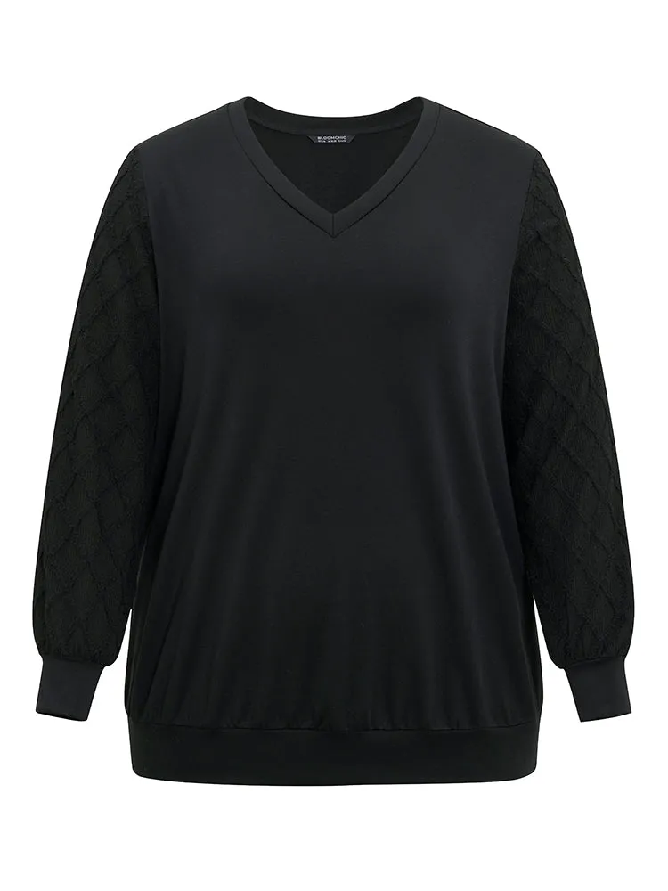 Plain Textured Patchwork Jacquard Sweatshirt sold by Bloomchic product image thumbnail 5