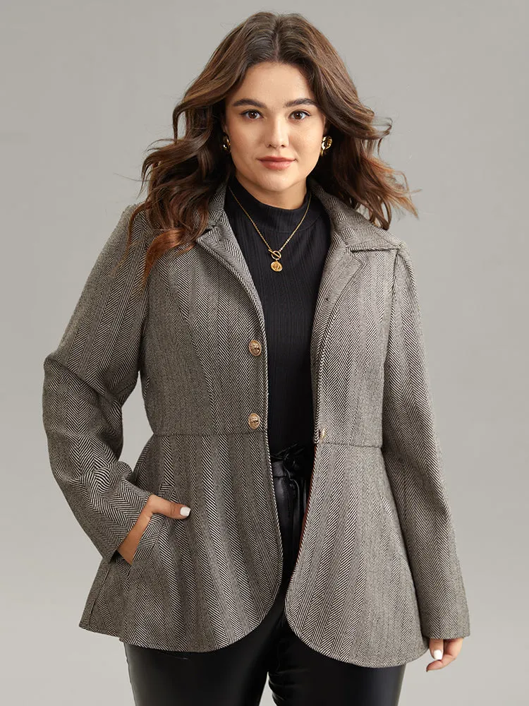 Lapel Collar Buckle Detail Woven Jacket sold by Bloomchic