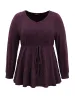 Solid Texture Fluffy Knot Ruffle Hem T-shirt sold by Bloomchic