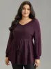 Solid Texture Fluffy Knot Ruffle Hem T-shirt sold by Bloomchic