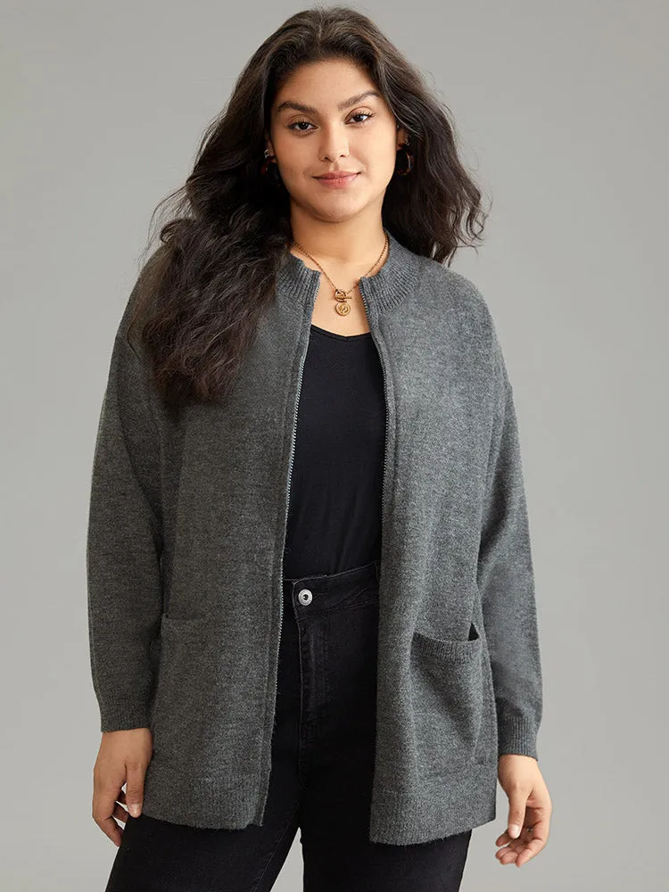 Anti-Pilling Zipper Fly Patched Pocket Cardigan sold by Bloomchic product image thumbnail 3