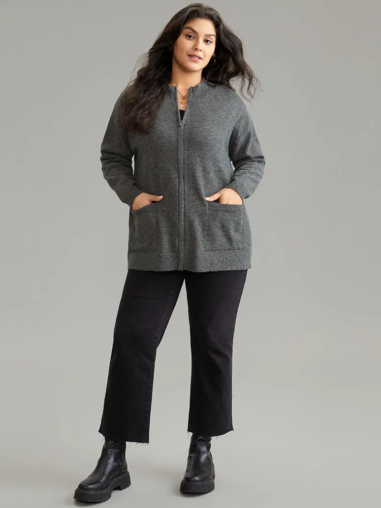 Anti-Pilling Zipper Fly Patched Pocket Cardigan sold by Bloomchic product image thumbnail 4